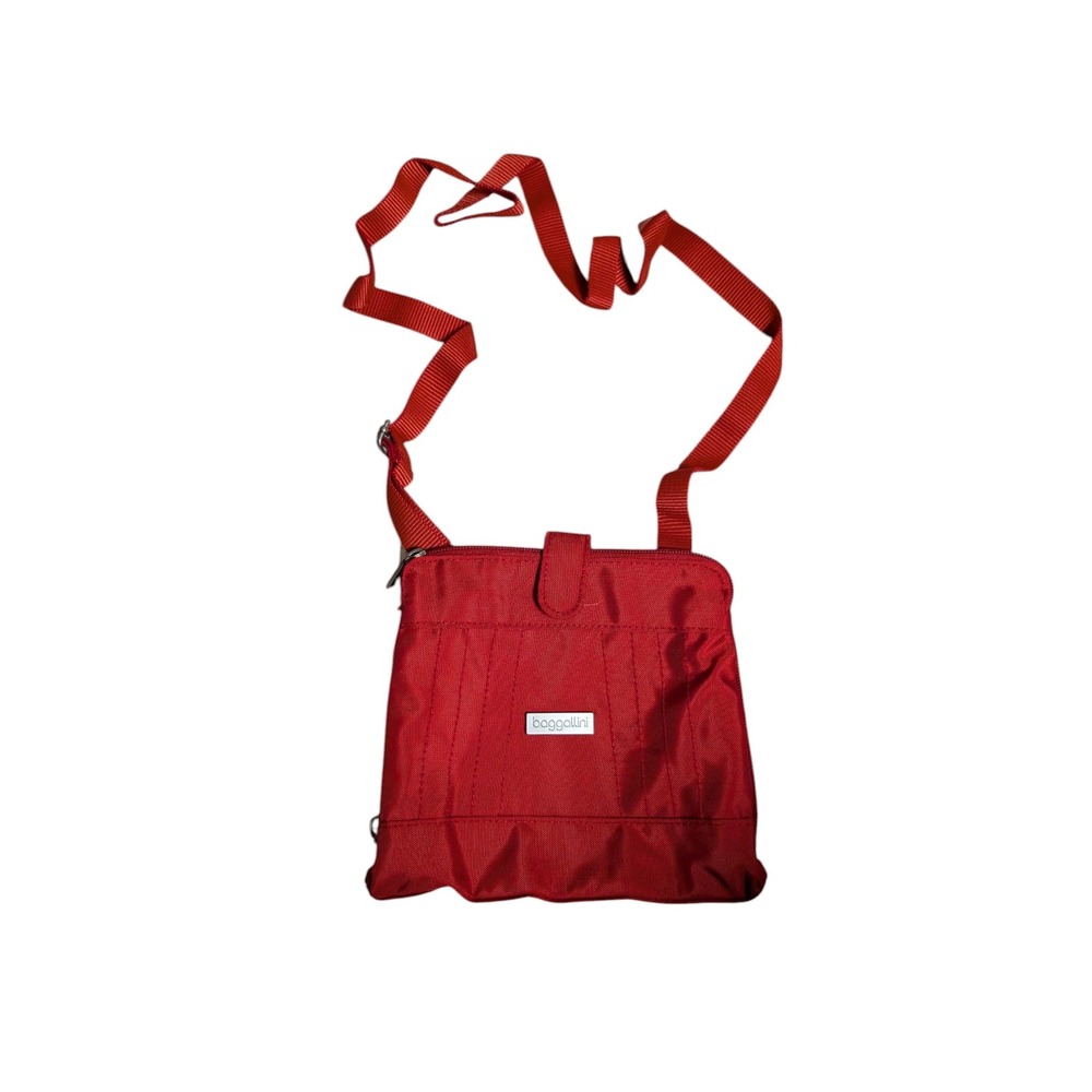 Baggallini Red Nylon Crossbody Bag Small Travel Organizer‎ Adjustable Strap